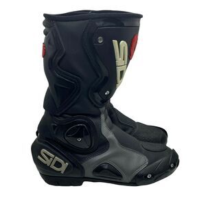Sidi Womens Black Leather Mid Calf Block Heel Italy Racing Boots US 8.5-9 EUR 41